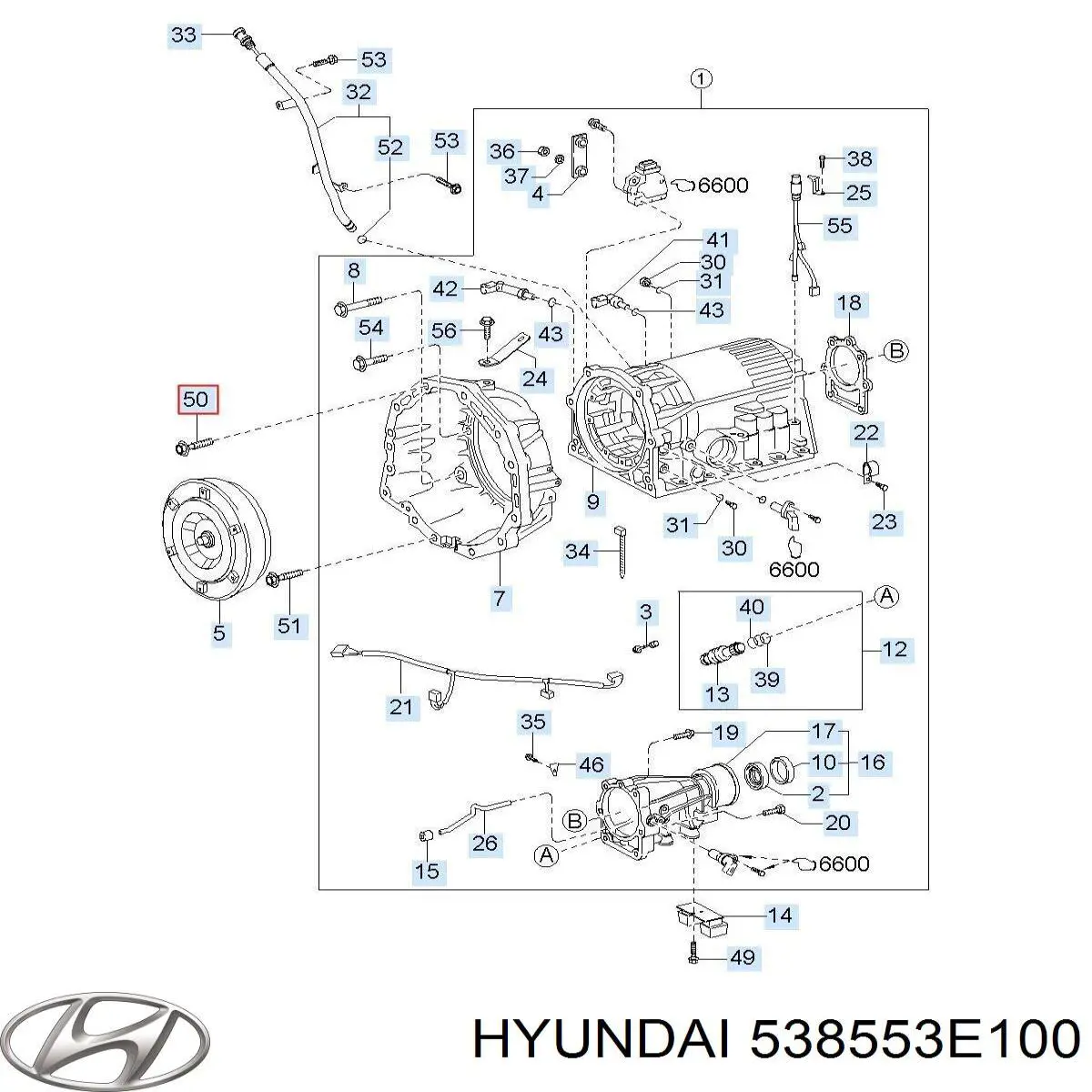 538553E100 Hyundai/Kia Bucha separadora da haste do eixo traseiro