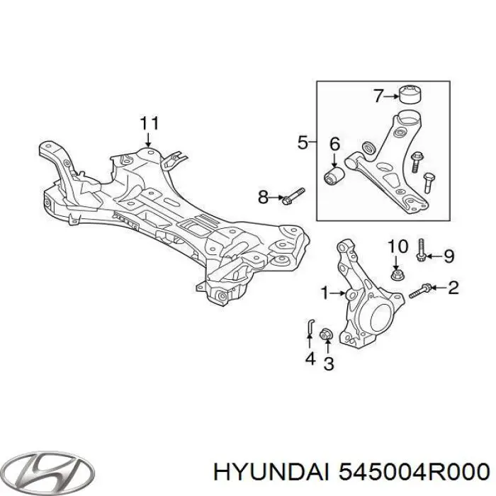 Compre 545004R000 Hyundai/Kia Braço oscilante inferior direito de suspensão dianteira
