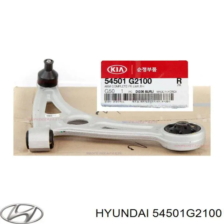 54501G2100 Hyundai/Kia Braço oscilante inferior direito de suspensão dianteira