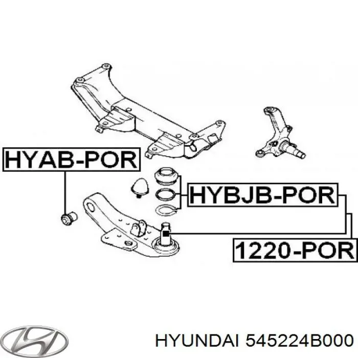 Compre 545224B000 Hyundai/Kia Bloco silencioso dianteiro do braço oscilante inferior