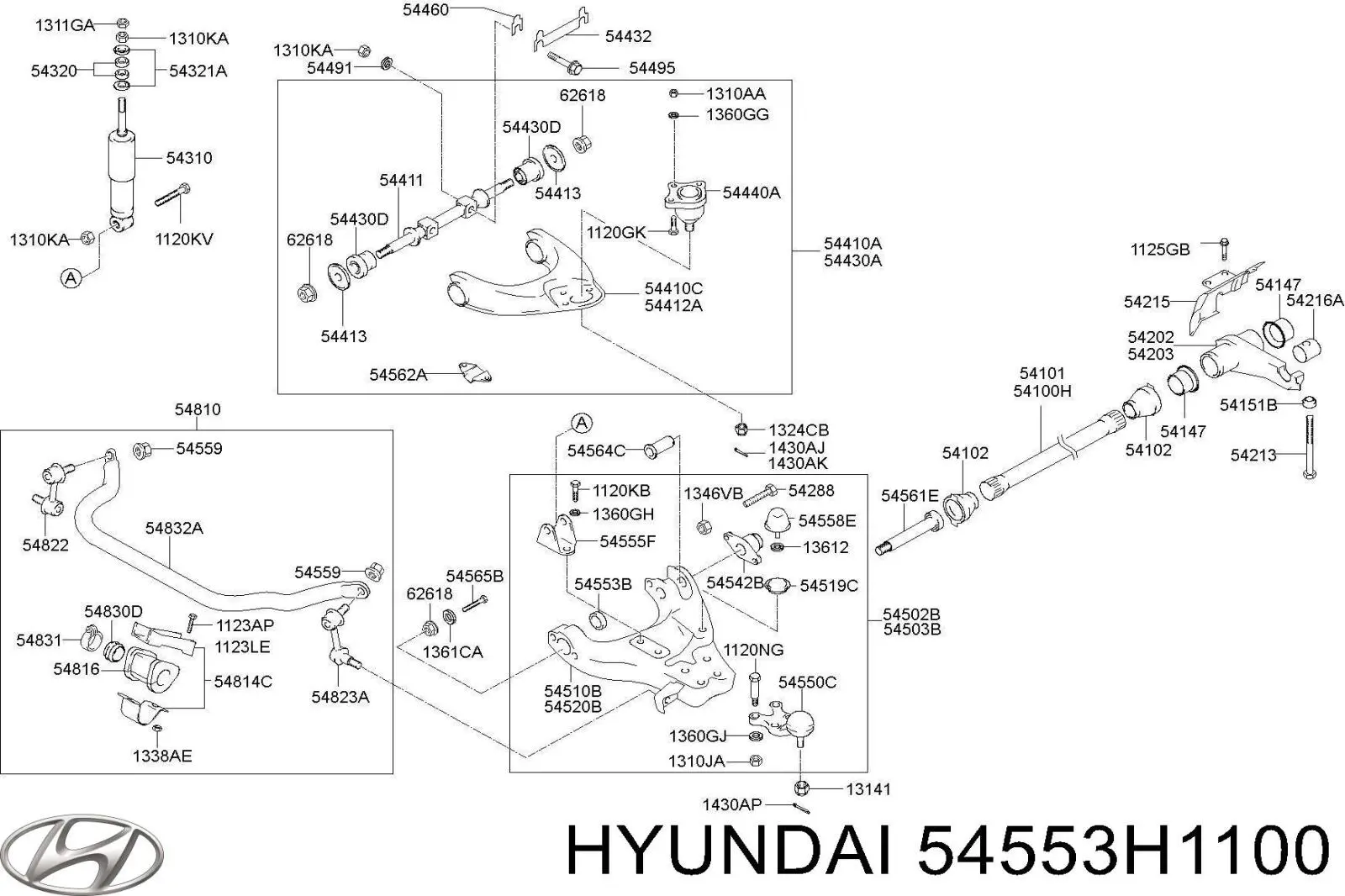 Compre 54553H1100 Hyundai/Kia Bloco silencioso dianteiro do braço oscilante inferior