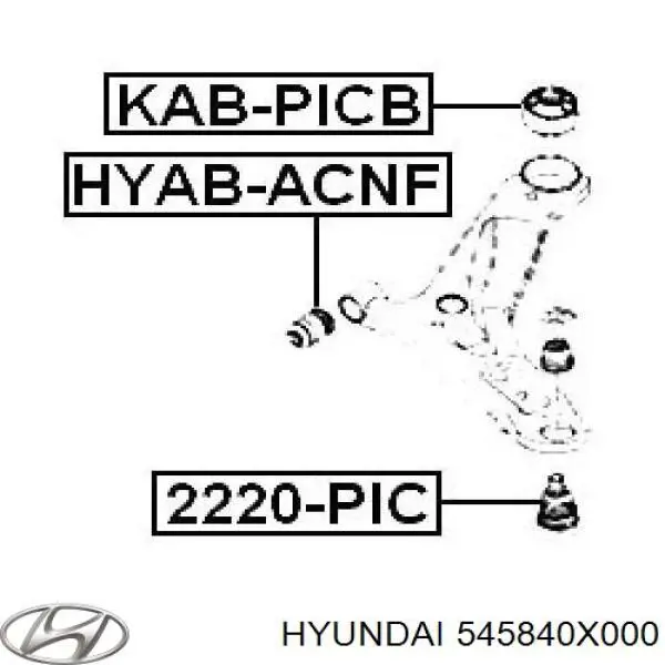 Compre 545840X000 Hyundai/Kia Bloco silencioso dianteiro do braço oscilante inferior