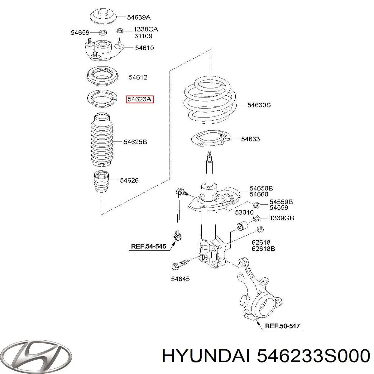 Compre 546233S000 Hyundai/Kia Espaçador (anel de borracha) da mola dianteira superior