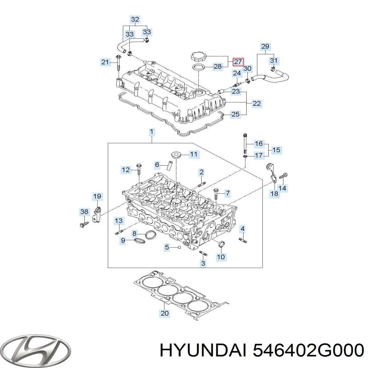 546402G000 Hyundai/Kia Parafuso de fixação de braço oscilante de inclinação traseiro, interno