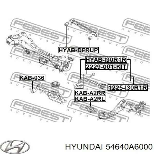 54640A6000 Hyundai/Kia Parafuso de fixação de braço oscilante de inclinação traseiro, interno