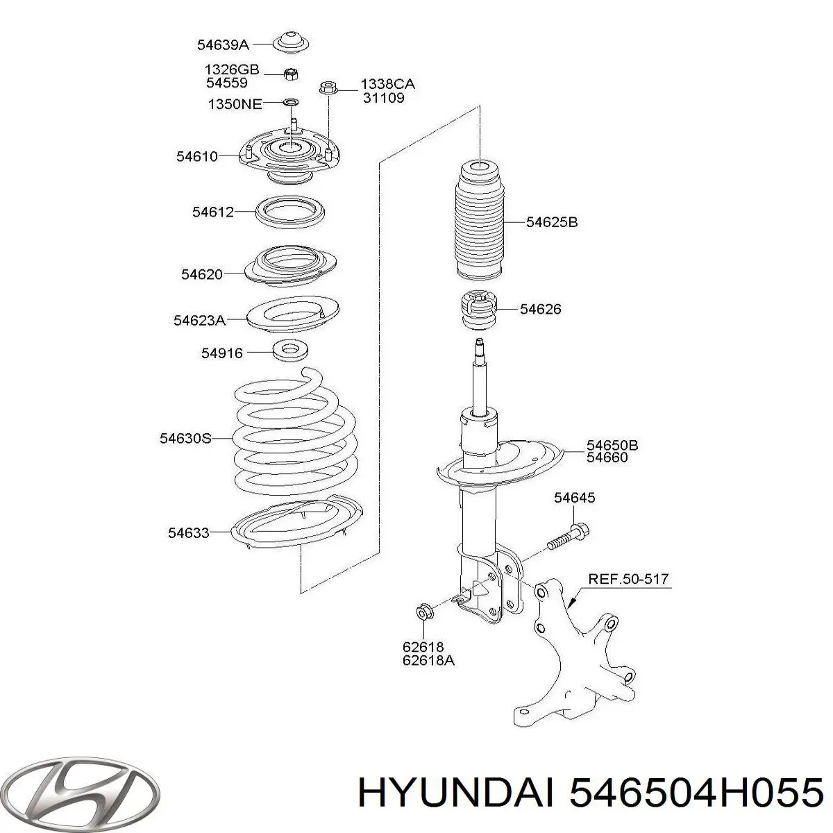 546504H055 Hyundai/Kia Amortecedor dianteiro esquerdo