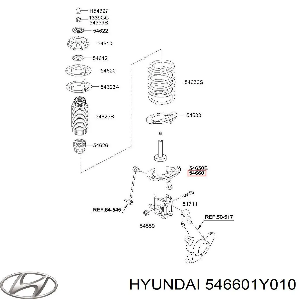 Compre 546601Y000 Hyundai/Kia Amortecedor dianteiro direito