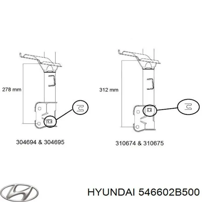 546602B500 Hyundai/Kia Amortecedor dianteiro direito