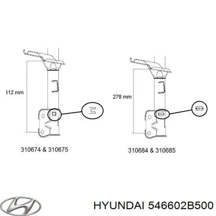 Compre 546602B500 Hyundai/Kia Amortecedor dianteiro direito