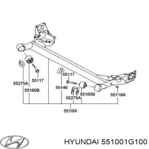 Viga de suspensão traseira (plataforma veicular) Hyundai/Kia 551001G100 preço, a partir de 222,31 USD