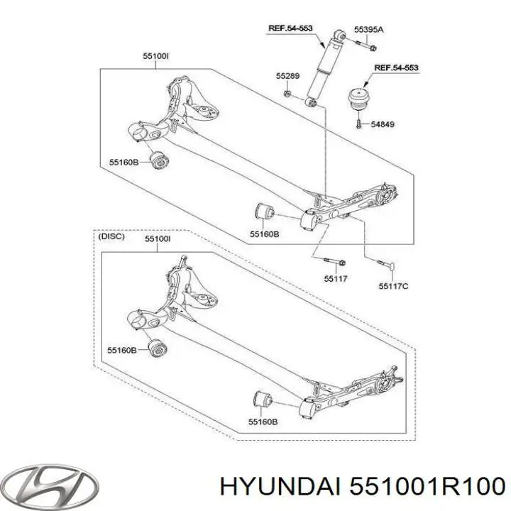 Viga de suspensão traseira (plataforma veicular) Hyundai/Kia 551001R100 preço, a partir de 344,53 USD