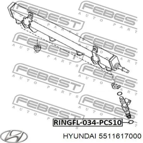 Compre 5511617000 Hyundai/Kia Bloco silencioso de braço oscilante traseiro longitudinal