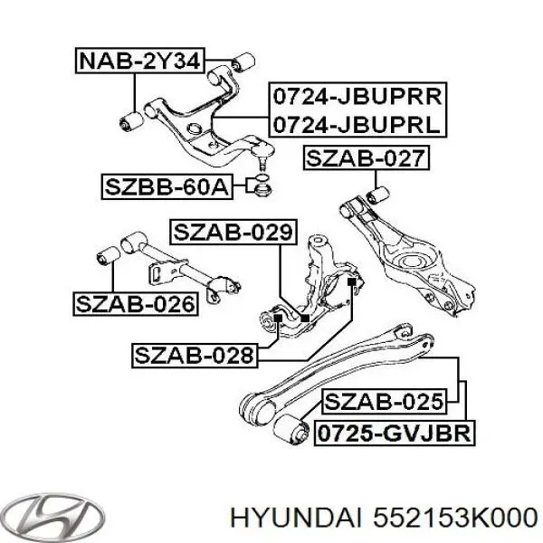 Compre 552153K000 Hyundai/Kia Bloco silencioso do pino de apoio traseiro