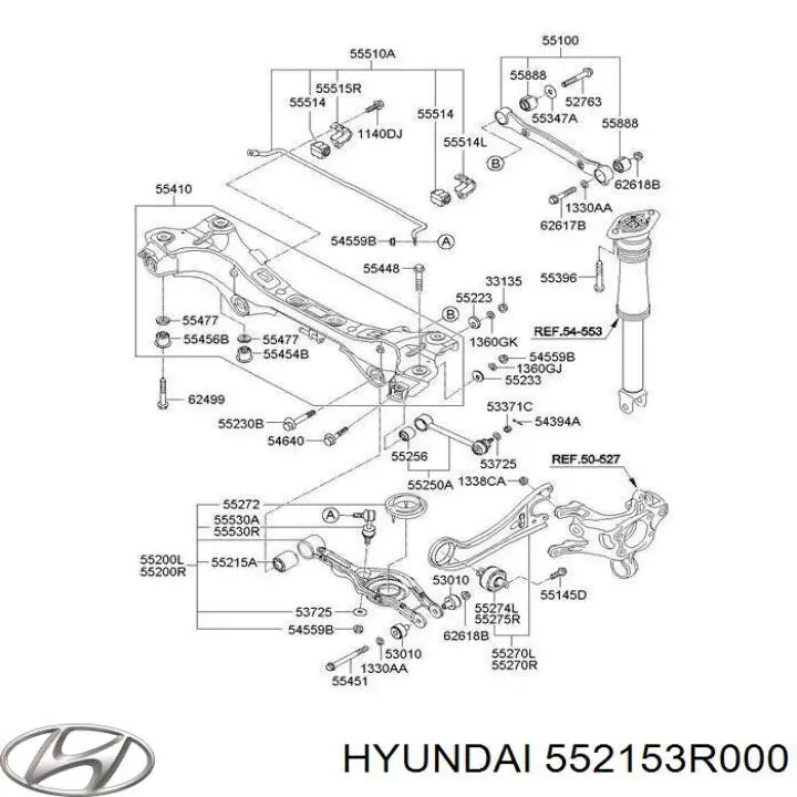 Bloco silencioso interno traseiro de braço oscilante transversal Hyundai/Kia 552153R000 preço, a partir de 9,74 USD