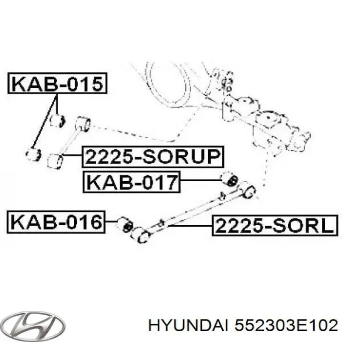 552303E102 Hyundai/Kia Braço oscilante (tração) longitudinal inferior esquerdo/direito de suspensão traseira