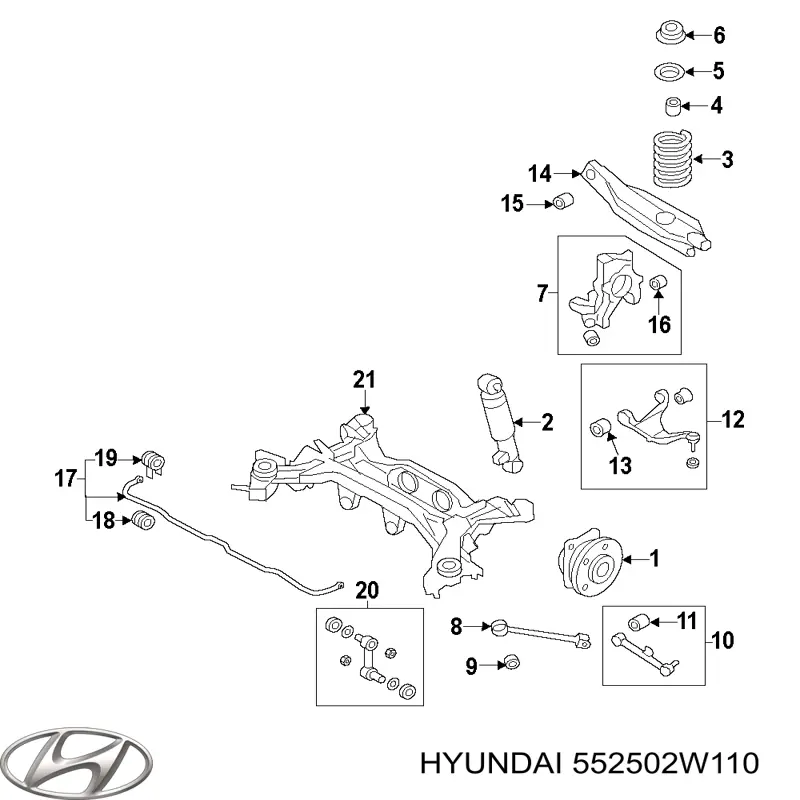 Barra transversal de suspensão traseira Hyundai/Kia 552502W110 preço, a partir de 39,16 USD
