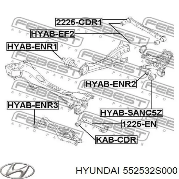 Bloco silencioso da barra Panhard (de suspensão traseira) Hyundai/Kia 552532S000 preço, a partir de 17,51 USD