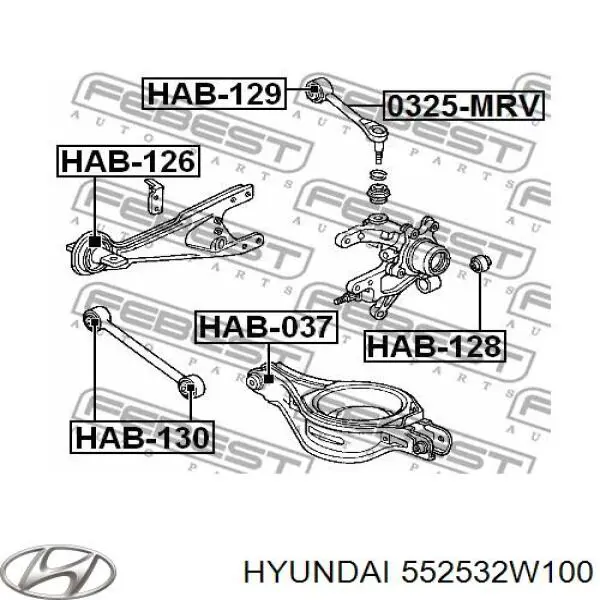 Bloco silencioso da barra Panhard (de suspensão traseira) 552532W100 Hyundai/Kia