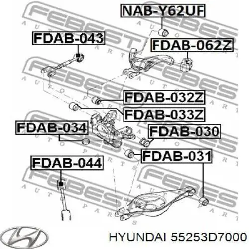 Compre 55253D7000 Hyundai/Kia Bloco silencioso do pino de apoio traseiro