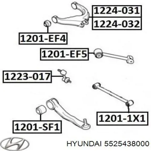 Compre 5525438000 Hyundai/Kia Bloco silencioso da barra longitudinal traseira