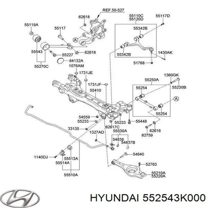 Bloco silencioso traseiro de braço oscilante transversal Hyundai/Kia 552543K000 preço, a partir de 5,46 USD
