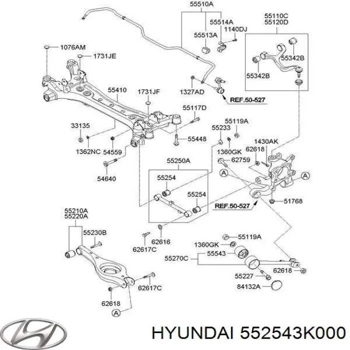 Compre 552543K000 Hyundai/Kia Bloco silencioso traseiro de braço oscilante transversal