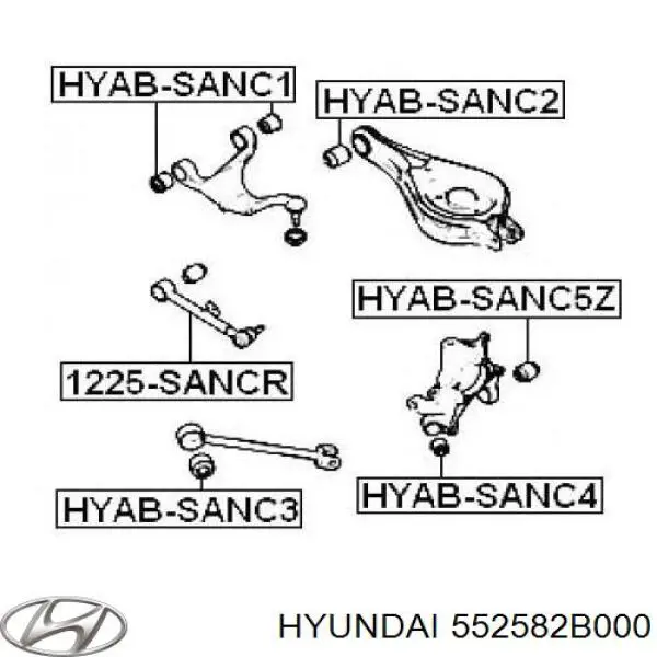 552582B000 Hyundai/Kia Bloco silencioso traseiro de braço oscilante transversal