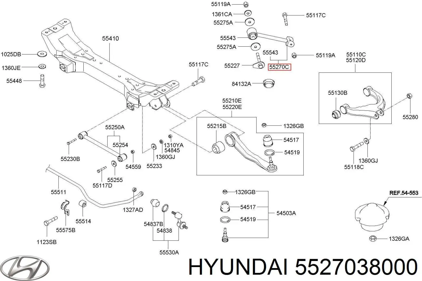 Barra longitudinal de suspensão traseira Hyundai/Kia 5527038000 preço, a partir de 33,99 USD
