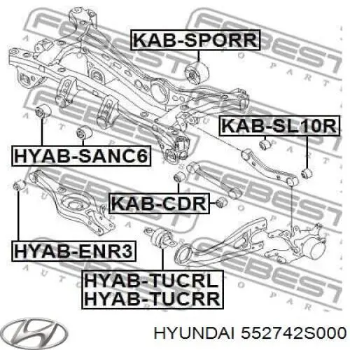 Bloco silencioso dianteiro de braço oscilante traseiro longitudinal 552742S000 Hyundai/Kia