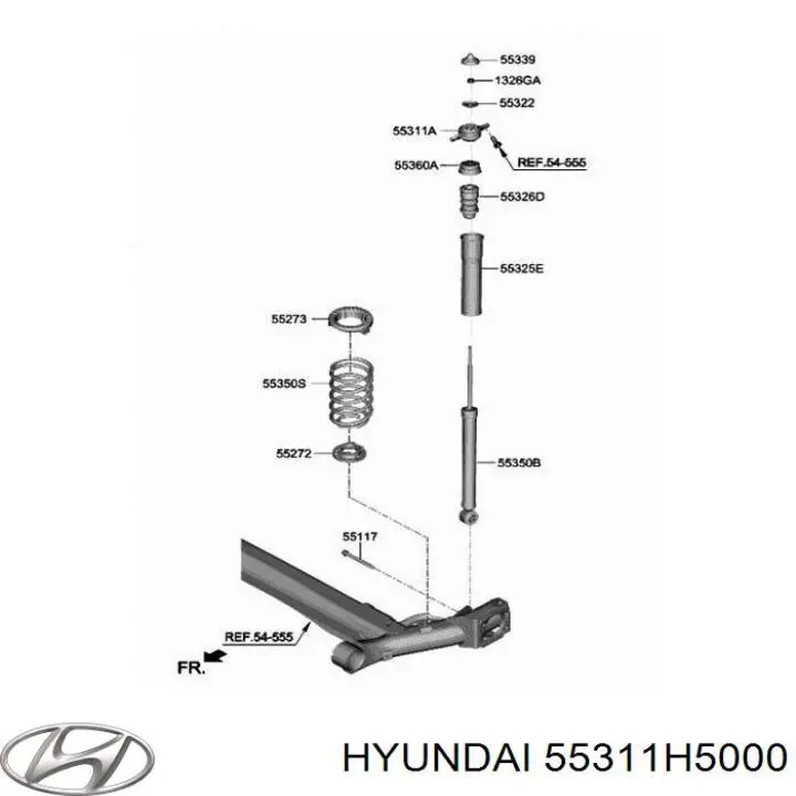 55311H5000 Hyundai/Kia Suporte de amortecedor traseiro