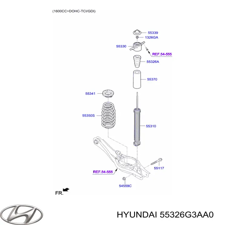 55326G3AA0 Hyundai/Kia Pára-choque (grade de proteção) de amortecedor traseiro