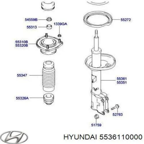 5536110000 Hyundai/Kia Amortecedor traseiro direito