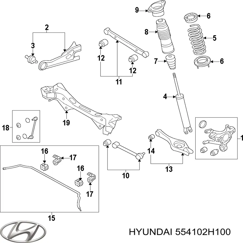 Viga de suspensão traseira (plataforma veicular) Hyundai/Kia 554102H100 preço, a partir de 342,22 USD