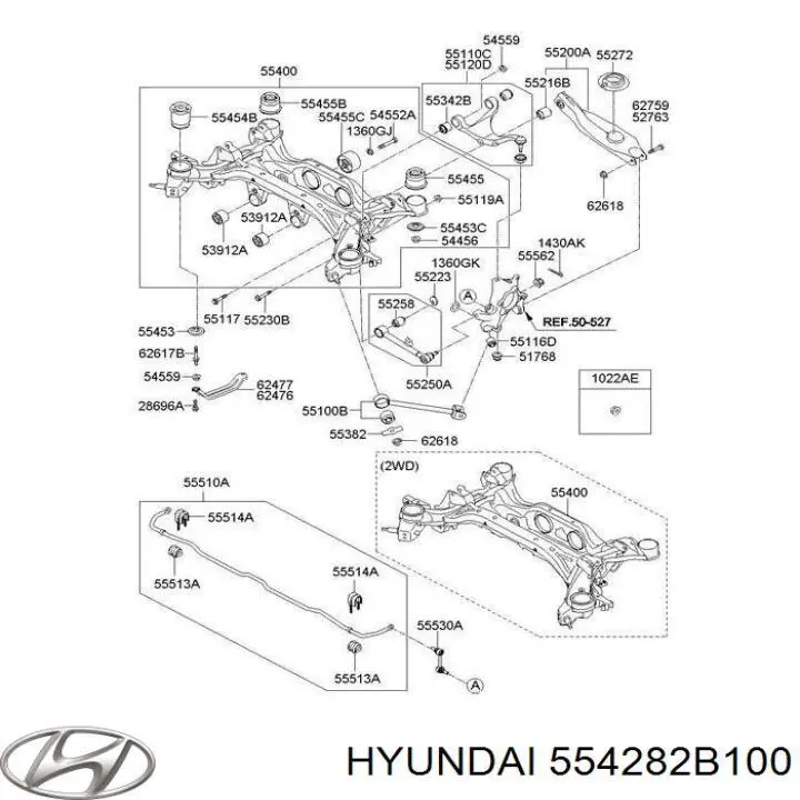 Bloco silencioso de viga traseira (de plataforma veicular) Hyundai/Kia 554282B100 preço, a partir de 21,47 USD