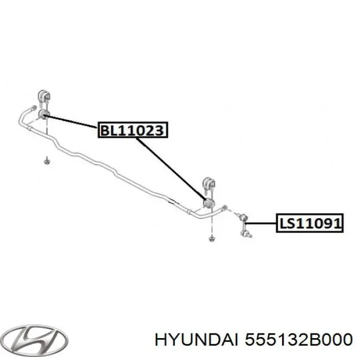 Compre 555132B000 Hyundai/Kia Bucha de estabilizador traseiro