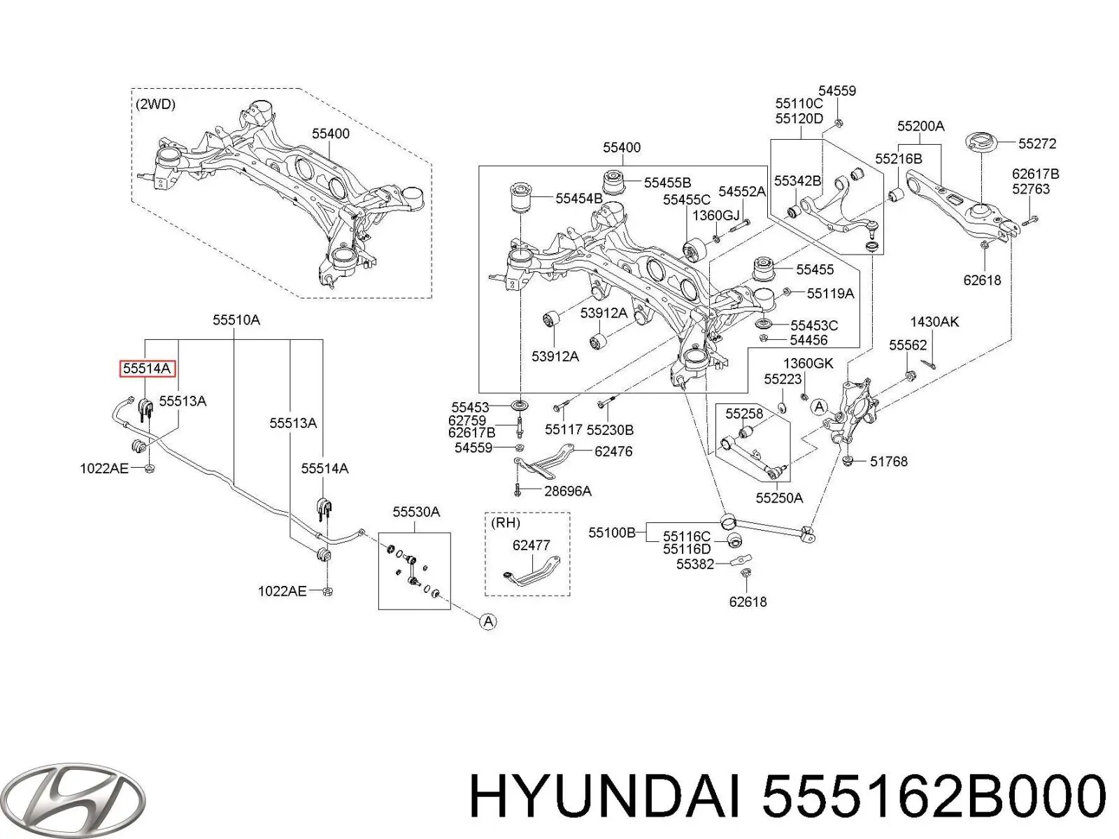 Braçadeira de fixação da bucha de estabilizador traseiro Hyundai/Kia 555162B000 preço, a partir de 10,73 USD