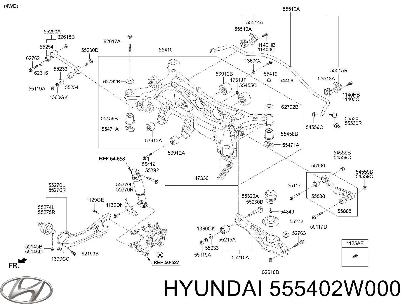 Compre 555402W000 Hyundai/Kia Montante direito de estabilizador traseiro