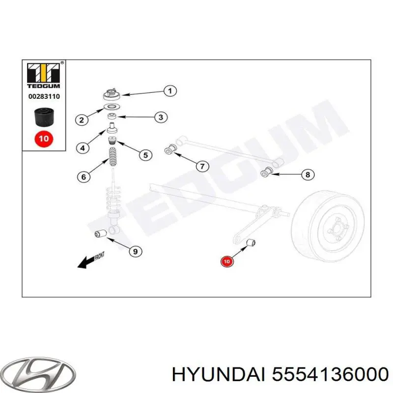 5554136000 Hyundai/Kia Bloco silencioso de viga traseira (de plataforma veicular)