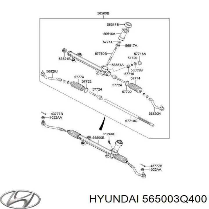 Cremalheira da direção Hyundai/Kia 565003Q400 preço, a partir de 182,37 USD