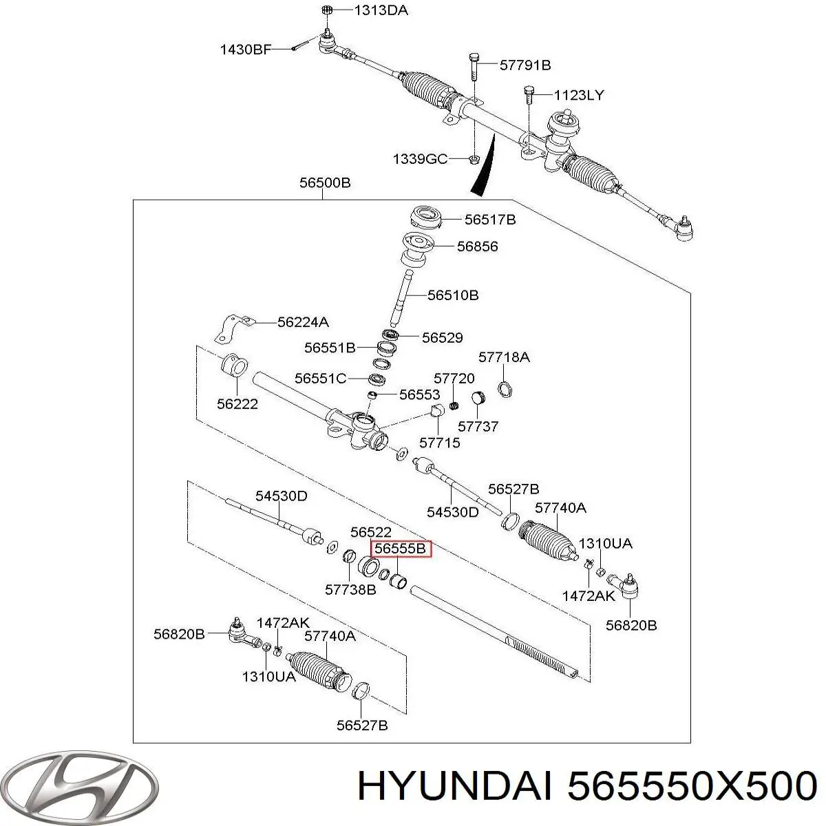 565550X500 Hyundai/Kia Bucha da árvore da cremalheira da direção