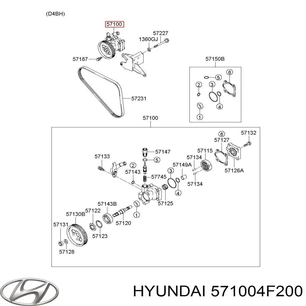 Bomba da Direção hidrâulica assistida Hyundai/Kia 571004F200 preço, a partir de 150,88 USD