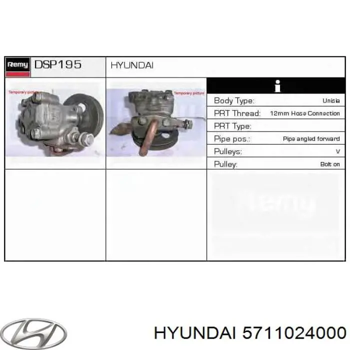 Bomba da Direção hidrâulica assistida 5711024000 Hyundai/Kia
