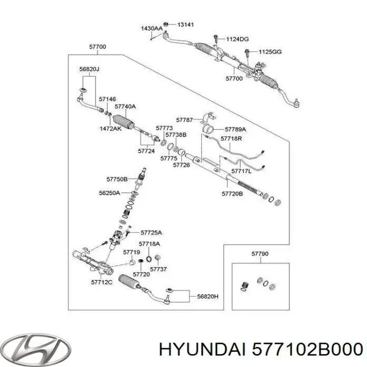 577102B000 Hyundai/Kia Cremalheira da direção