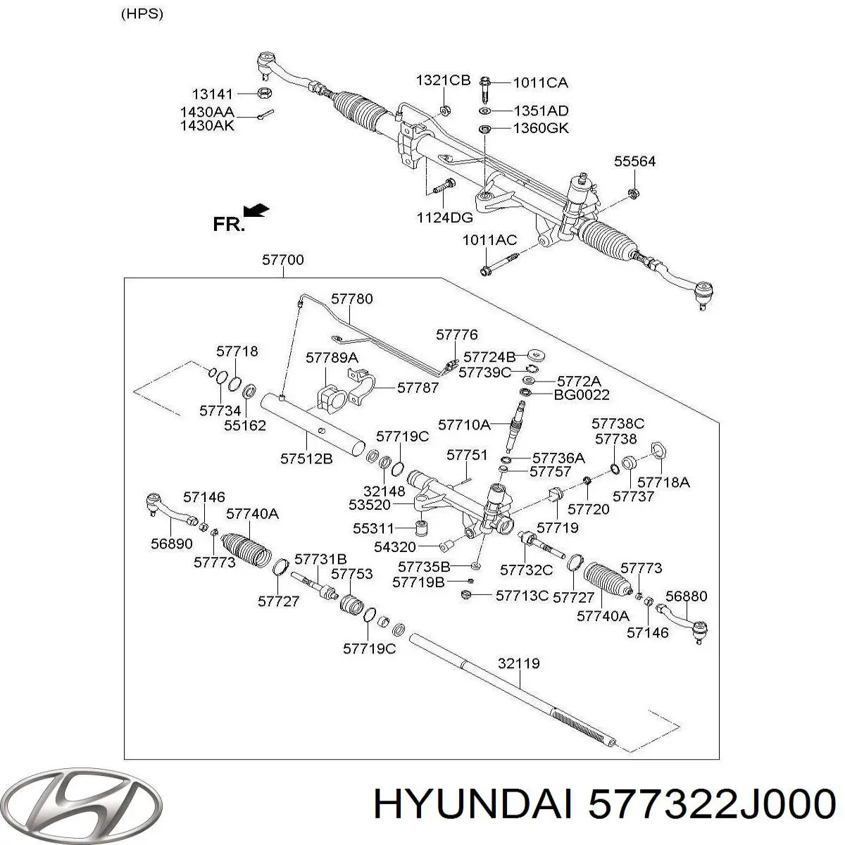 577322J000 Hyundai/Kia Tração de direção esquerda