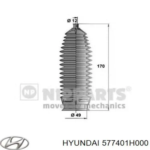 Compre 577401H000 Hyundai/Kia Bota de proteção do mecanismo de direção (de cremalheira)