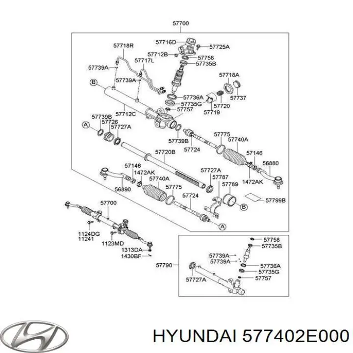 577402E000 Hyundai/Kia Bota de proteção do mecanismo de direção (de cremalheira)