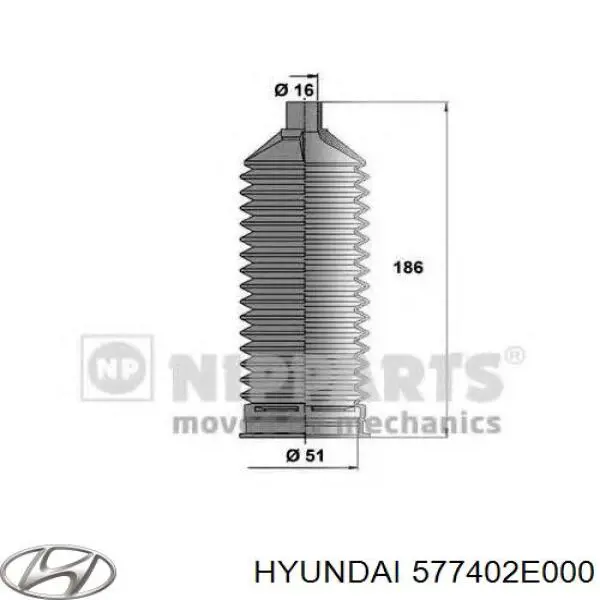 Compre 577402E000 Hyundai/Kia Bota de proteção do mecanismo de direção (de cremalheira)