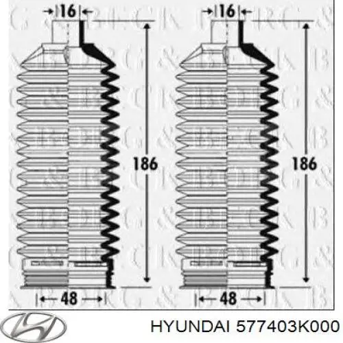 Compre 577403K000 Hyundai/Kia Bota de proteção do mecanismo de direção (de cremalheira)