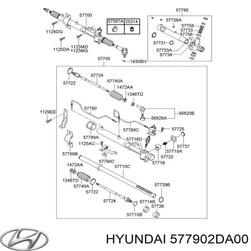 577902DA00 Hyundai/Kia Kit de reparação da cremalheira da direção (do mecanismo), (kit de vedantes)