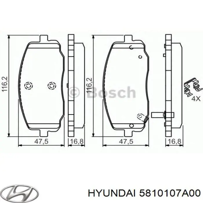 Compre 5810107A00 Hyundai/Kia Sapatas do freio dianteiras de disco